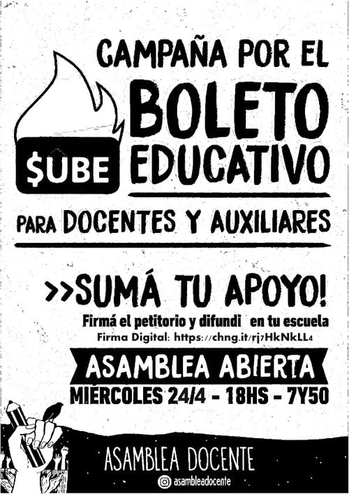 Campaña por el boleto educativo para docentes y auxiliares 