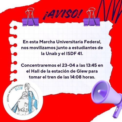 Marcha Federal Universitaria - Vecinxs Autoconvocadxs de Glew