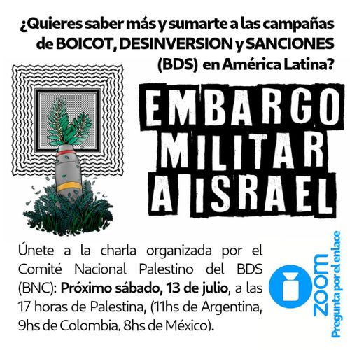 ¿Quieres saber más y sumarte a las campañas de Boicot, Desinversión y Sanciones (BDS) en América Latina?